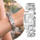 Relógio Feminino Prata Quadrado com Caixa e Pulseira de Aço Inoxidável com Resistência à Água Luxo Fashion Elegante Casual e Social Champion