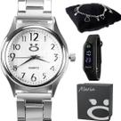 relogio feminino premium inox aço pulseira prata caixa delicado social qualidade original presente moda casual