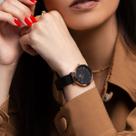 Relógio Feminino Preto Rose Gold 32mm minimalista New Port