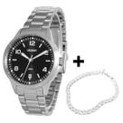 Relogio Feminino Prova D'agua Orient Aço + Pulseira