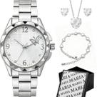 relogio feminino prova dagua aço + pulseira + colar presente zirconia original moda qualidade premium coração