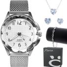 relogio feminino prova dagua prata pulseira + brinco colar casual silicone caixa original moda prateado ajustavel