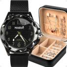 relogio feminino + pulseira + porta joia + colar presente silicone original social black piano pulseira ajustavel casual