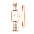 Relógio Feminino Quadrado Analógico Elegante + Bracelete