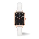 Relógio Feminino Quadrado Pulseira Branca Delicado Casual New Port