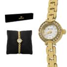 Relogio Feminino Seculus Analogico Aço Inoxidavel Dourado Mostrador Branco Original Resistente a Agua 2 Anos de Garantia 20091LPSVDA2