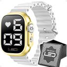 Relógio feminino silicone ultra prova dagua digital original resistente led garantia presente qualidade premium dourado