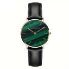 Relógio feminino vintage e elegante com mostrador texturizado de malaquita Relógio feminino vintage e elegante com mostrador texturizado de malaquita