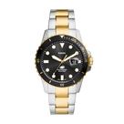 Relógio Fossil FS6031 Masculino 42 mm Dourado Prata Preto Quartzo
