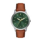 Relógio Fossil Minimalist, três ponteiros, caixa de 44 mm, couro marrom Relógio Fossil Minimalist, três ponteiros, caixa de 44 mm, couro marrom
