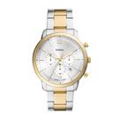 Relógio Fossil Neutra 44mm Quartz Cronógrafo Dourado/Prateado