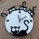Relógio Gatos Petshop Sala Cozinha Escritório Quarto Branco Com Preto
