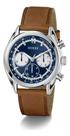 Relógio Guess Masculino Couro Marrom Claro Social Gw0972g1 - Marrom-claro - Prateado - Azul