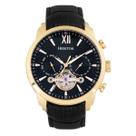 Relógio HERITOR Arthur Automatic Gold Black Leather Masculino 45 mm
