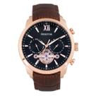 Relógio HERITOR Arthur Automatic Rose Gold com couro marrom