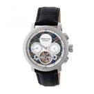 Relógio HERITOR Aura Semi-Skeleton para homens, pulseira de couro preta