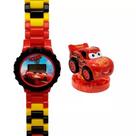 Relógio Inantil Menino relâmpago mcqueen + 1 bonenco do personagem carros da Disney Novo