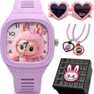 Relogio Infantil Crianca + Premium Caixa rosa qualidade premium luz pink silicone protecao uv presente quadrado pingente