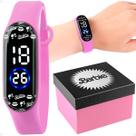Relógio Infantil Digital Rosa Estilo Bracelete Tema Fashion Silicone Ajustável Resistente à Água Presente Kids