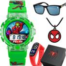 Relogio Infantil Digital Verde LED + Colar Oculos + Caixa menino protecao uv pulseira ajustavel crianca brinde presente