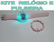 Relógio Infantil Frozen Elza Disney Rosa Com Luzes Piscantes Mais Pulseira Kit Completo Para Meninas