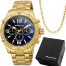 Relogio Inox Masculino Banhado Aco + Cordao Grumet + Caixa pesado robusto dourado presente inoxidavel original grande Relogio Inox Masculino Banhado Aco + Cordao Grumet + Caixa pesado robusto dourado presente inoxidavel original grande