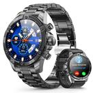 Relógio inteligente masculino OHUGNA redondo 1,53" HD dourado azul iOS Android