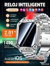 Relógio inteligente militar para homem, HD de 2.01" pulgadas/bateria de 1400 mAh relógios inteligentes para Android/iOS (contestar/realizar chamadas Bluetooth) Acompanhamento de fitness, mais de 100 esportes/lanterna LED/impermeável IP68/relógio inteligente de seguimento de sonho