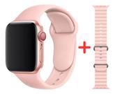 Relógio Inteligente Smartwatch S28 Pro Rosa Masculino E Feminino Duas Pulseiras