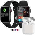 Relógio inteligente Watch 9 Pro Lançamento 2024 Série 9 NFC GPS +fone 5.0 TWS - Preto - liso