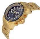 Relógio Invcta Pro Diver 0073 Dourado C/Azul - Majestoso Joias e Acessorios Relógio Invcta Pro Diver 0073 Dourado C/Azul - Majestoso Joias e Acessorios