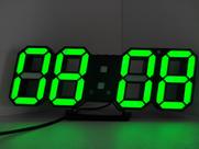 Relógio led 3D parede mesa preto/led verde calendario despertador temperatura USB