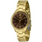 Relogio Lince Feminino Dourado marrom cravejado com pedrinhas strass moderno sofisticado a prova dagua LRG4739L40 M2KX
