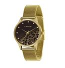Relogio Lince Feminino Dourado Original Social Onça Fundo Marrom