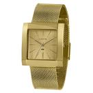 Relogio Lince Feminino Dourado quadrado pulseira esteira de aço a prova dagua LQG4654L C1KX