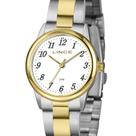 Relogio Lince feminino prata e dourado pequeno com numeros misto bicolor a prova de agua LRTM032L30 B2KS