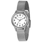 Relogio Lince Feminino prata pequeno com numeros a prova dagua pulseira malha de aço mesh LRM4653L