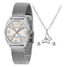 Relogio lince feminino prateado kit colar brincos lrmh139l