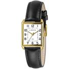 Relogio Lince Feminino quadrado dourado pulseira de couro preta com numeros social classico sofisticado LQC4823L25 B2PX