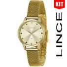 Relógio LINCE KIT feminino dourado esteira LRG4702L KO65C1KX