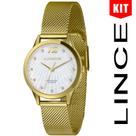 Relógio LINCE KIT feminino listras prata LRGH210L34 K09XS2KX
