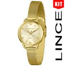 Relógio LINCE KIT verde água dourado flor LRGH225L32 C1KX