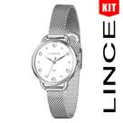 Relógio LINCE KIT verde água prata branco flor LRMH225L32 B1SX
