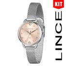Relógio LINCE KIT verde água prata rosa flor LRMH225L32 R1SX