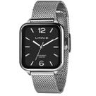 Relogio Lince Masculino quadrado prata preto minimalista moderno pulseira esteira prova dagua MQMH213L34 P2SX