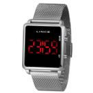 Relogio Lince Unissex Prata Digital Led Original Quadrado Mdm4596l Pxsx