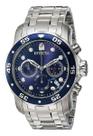 Relógio Masculino 0070 Aço Inoxidável Prateado Mostrador Azul