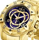 Relógio Masculino 6469 Fundo Azul Banhado a Ouro Caixa 52mm
