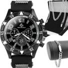 Relogio Masculino Aço Inox Preto Silicone + Pulseira Cordao ajustavel autentico presente original pesado ponteiro social