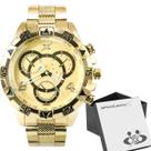 relogio masculino aço inoxidável dourado caixa analogico presente original social pesado casual grande ponteiro